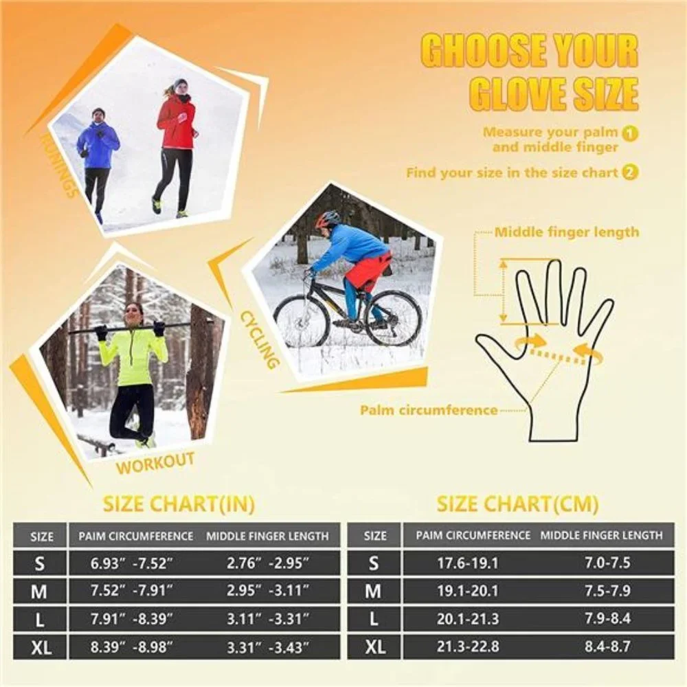 Unisex Winter Gloves Waterproof Snow Warm Gloves Touchscreen Finger